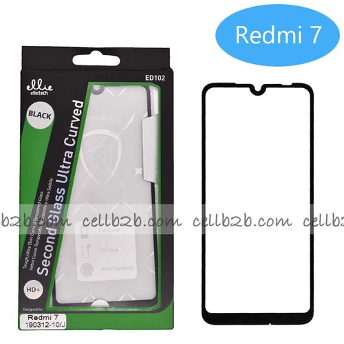 ED102 Protector Cristal para Xiaomi Redmi 7 Completo Full Glue Negro
