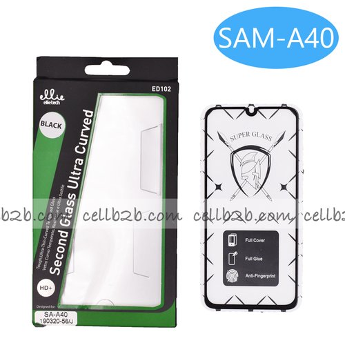 ED102 Protector Cristal para Samsung A40 Completo Full Glue Negro