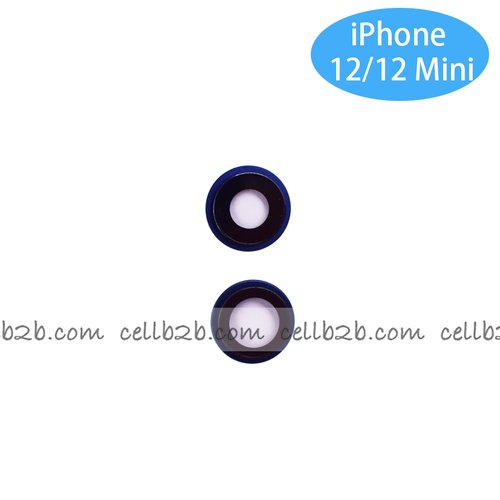 Set 2 Piezas Cristal Cámara + Marco para iPhone 12 / 12 Mini Azul