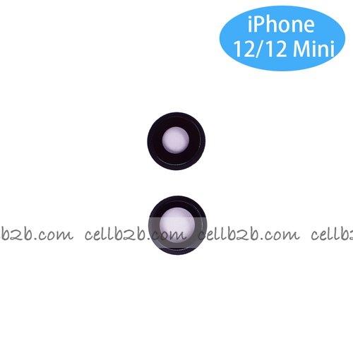 Set 2 Piezas Cristal Cámara + Marco para iPhone 12 / 12 Mini Negro