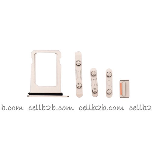 Set 4 Piezas Porta-SIM + Teclado de Volumen, Encendido y Botón Vibración para iPhone 13 Mini Blanco