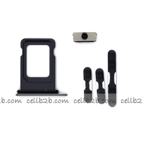Set 4 Piezas Porta-SIM + Teclado de Volumen, Encendido y Botón Vibración para iPhone 13 Negro