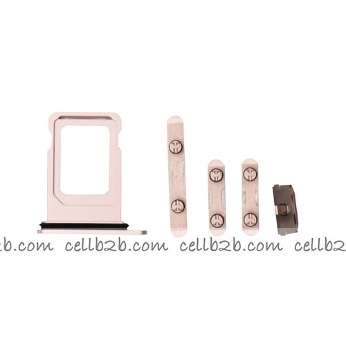 Set 4 Piezas Porta-SIM + Teclado de Volumen, Encendido y Botón Vibración para iPhone 13 Rosa