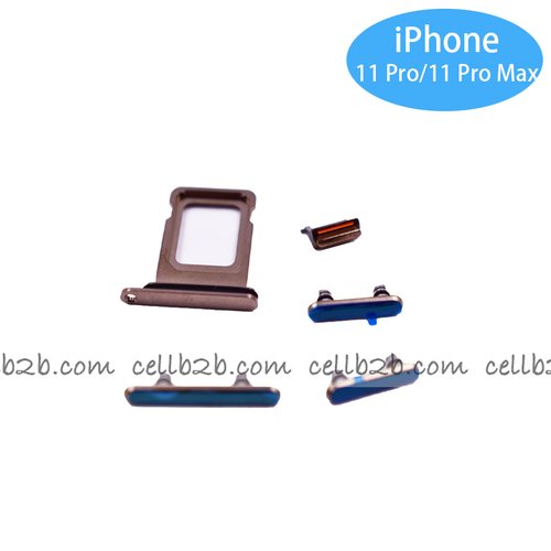 Set 4 Piezas Porta-SIM + Teclado de Volumen, Encendido y Boton Vibración para iPhone 11 Pro / iPhone 11 Pro Max Dorado