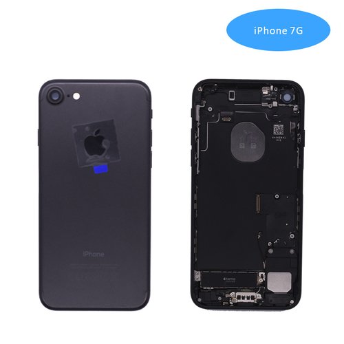 Carcasa Chasis Tapa Con Recambio iPhone 7G Negro brillante