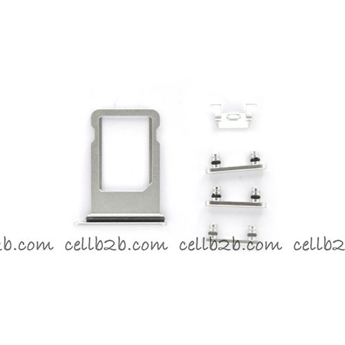 Set 4 Piezas Porta-SIM + Teclado de Volumen, Encendido y Boton Vibración para iPhone SE 2020 Blanco