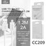 Ellietech CC209 Cable de Dato para Micro USB 1.2M 2A - 1