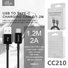 Ellietech CC210 Cable de Dato para Tipo C 1.2M 2A - 1