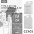 Ellietech CC405 Cable de Dato para Tipo C USB 1M 2A - 1